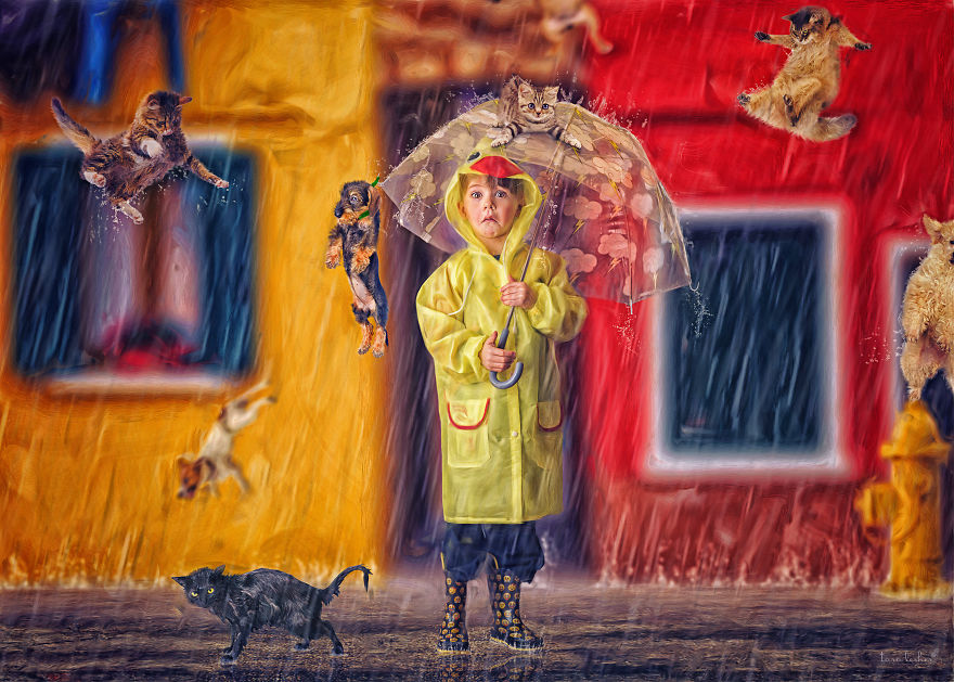 Raining Cats And Dogs (идет дождь котами и собаками) – сильный ливень, “льет как из ведра”